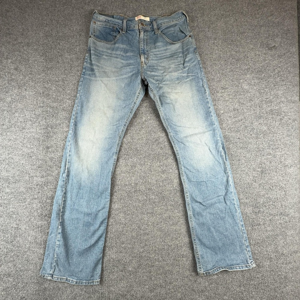 Levi Strauss Signature Jeans Mens 33x32 Light Wash Blue Bootcut Stretch Denim